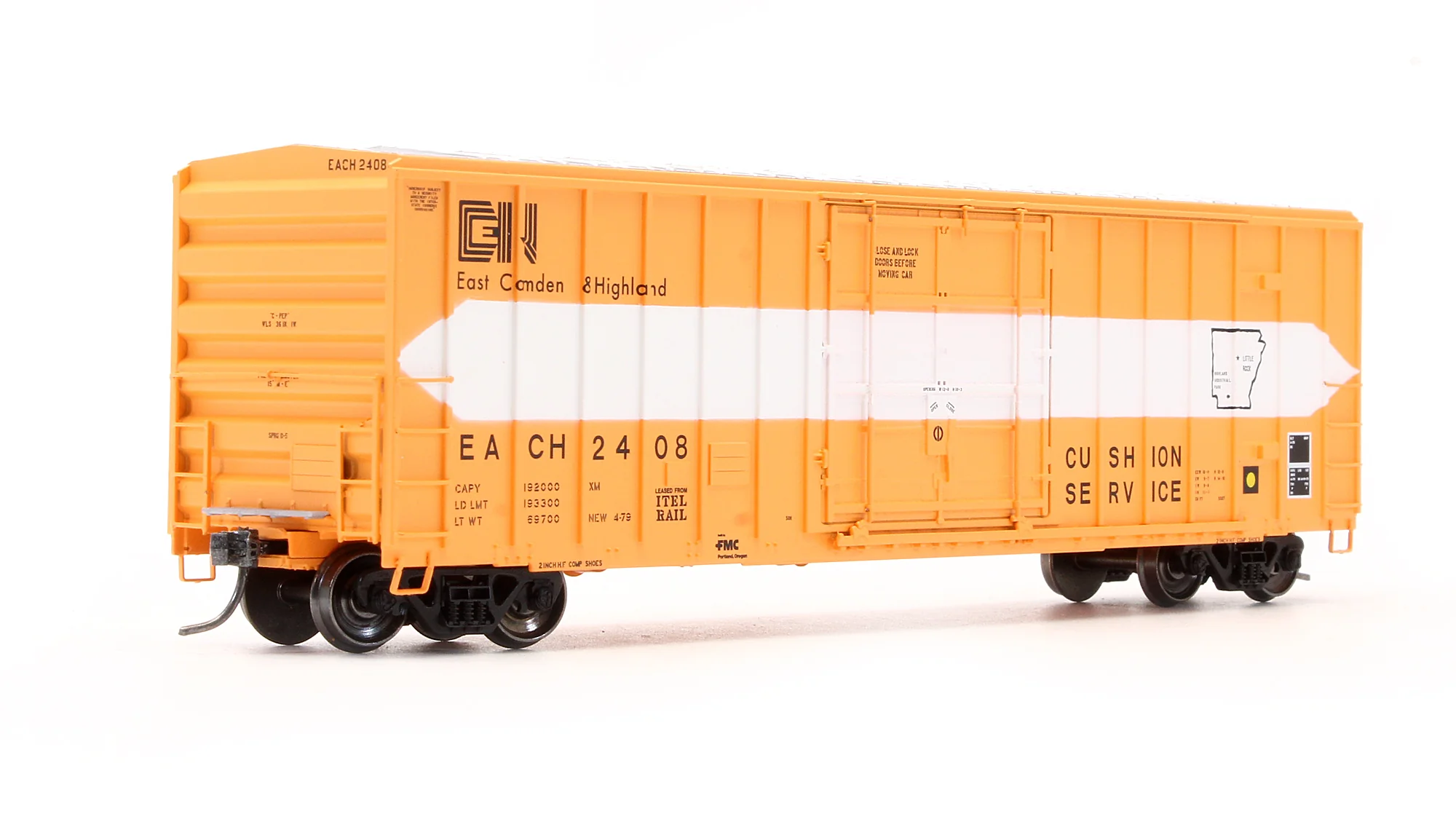 Pre-Owned EE-1851-1 East Camden & Highland FMC 5327 Box Car With 12' Plug Door Each - Road #2408