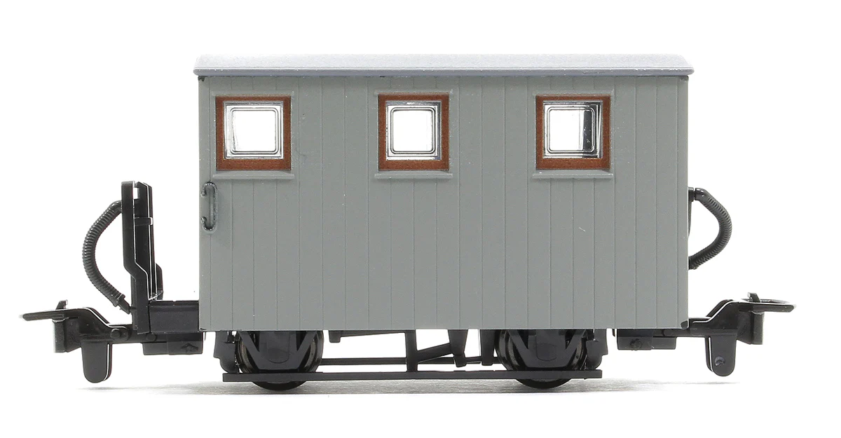 GR590UY GLT OO-9 Ffestiniog Railway 4-wheel Quarryman Coach 1-balcony, unlettered grey - Image 2