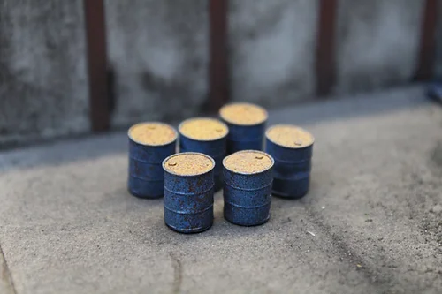 BS1024 Dented Oil Drums - BLUE with Yellow Lids - Pack of 10