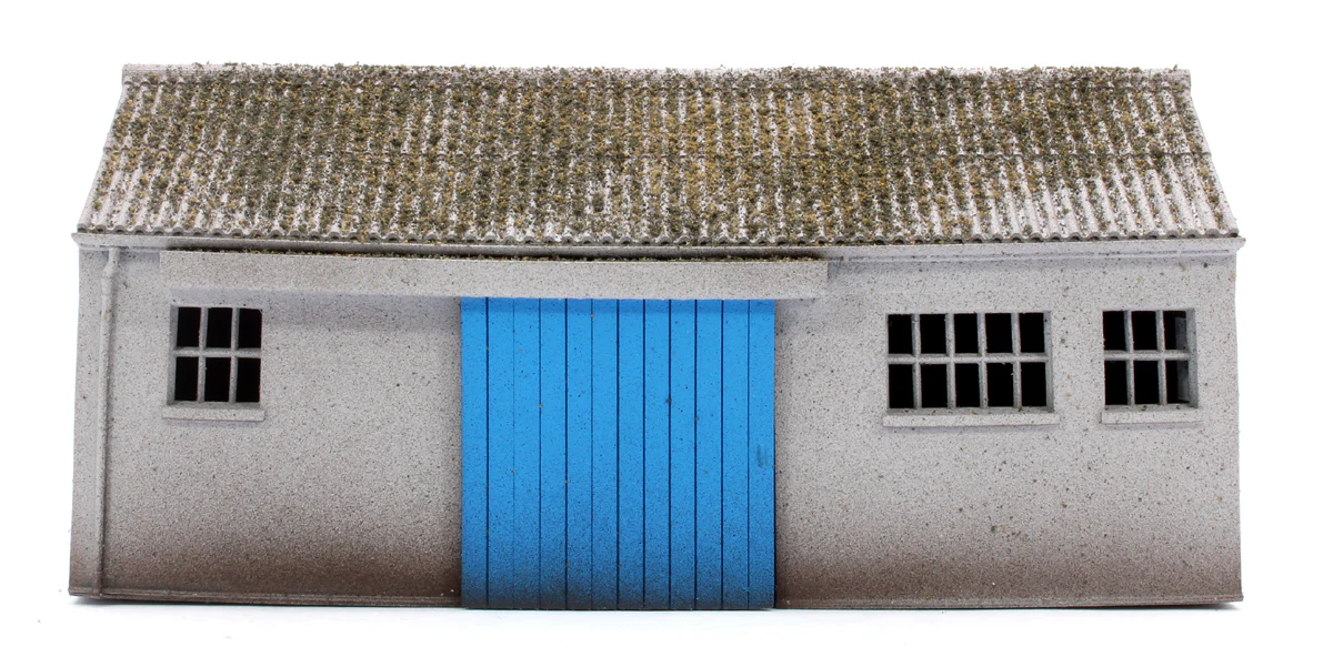 BS4002 Concrete Workshop Garage Peaked Roof - Blue Door - Image 2