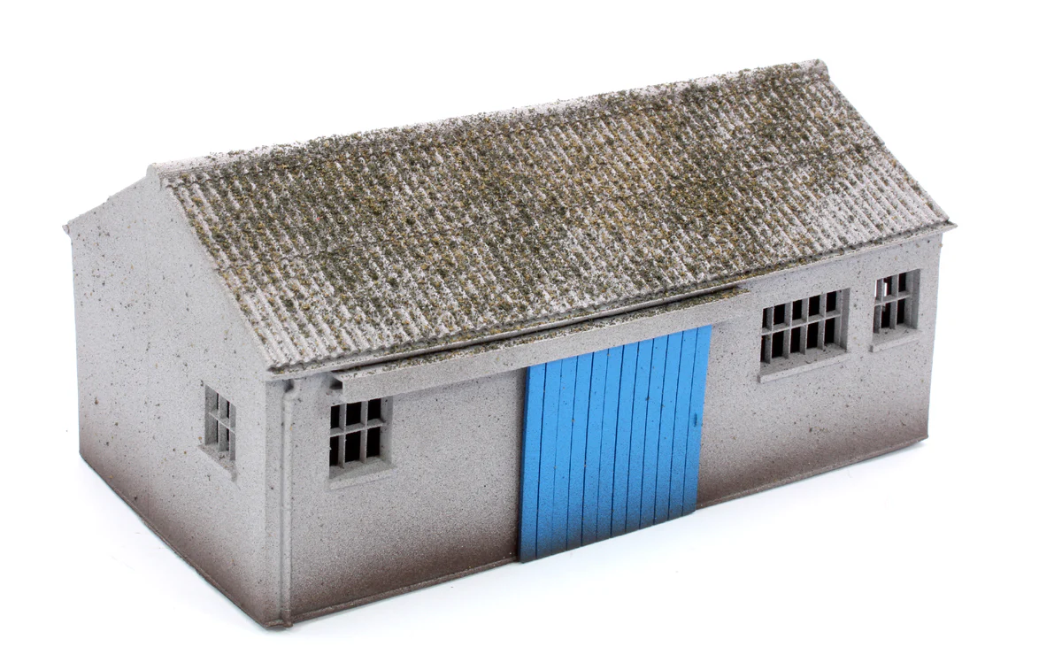 BS4002 Concrete Workshop Garage Peaked Roof - Blue Door - Image 4