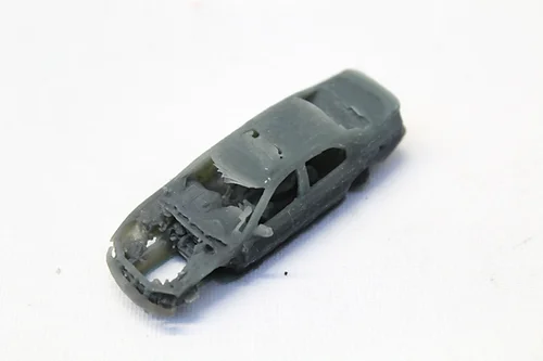 BSCRUSHEDBUP10 Scrap Gutted Car - B - UNPAINTED - Pack of 10