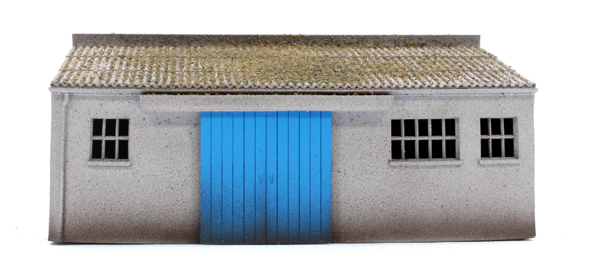 BSCWSD Concrete Workshop Garage Sloped Roof - Blue Doors - Image 2