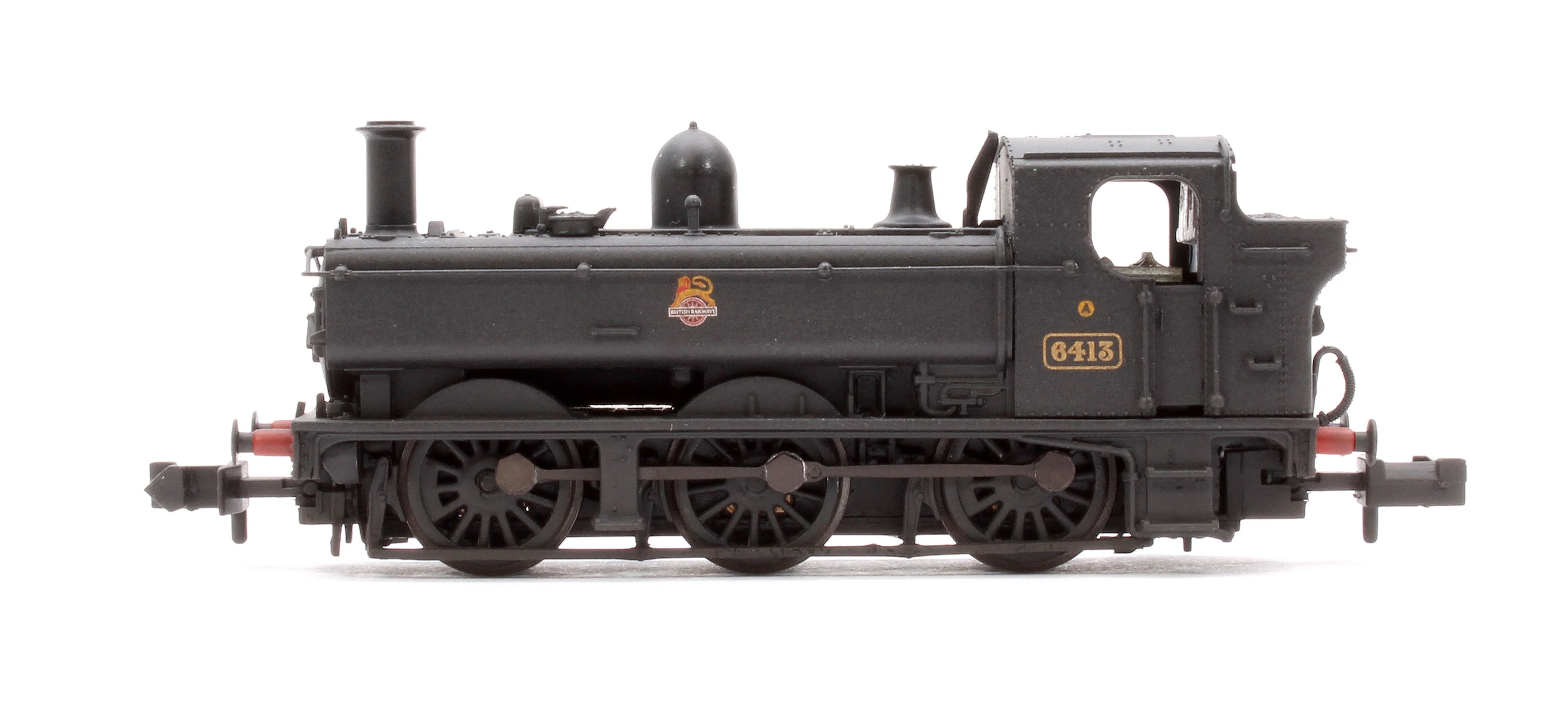 371-986C GWR 64XX Pannier Tank 6413 BR Black (Early Emblem) Steam Locomotive - Weathered - Image 5