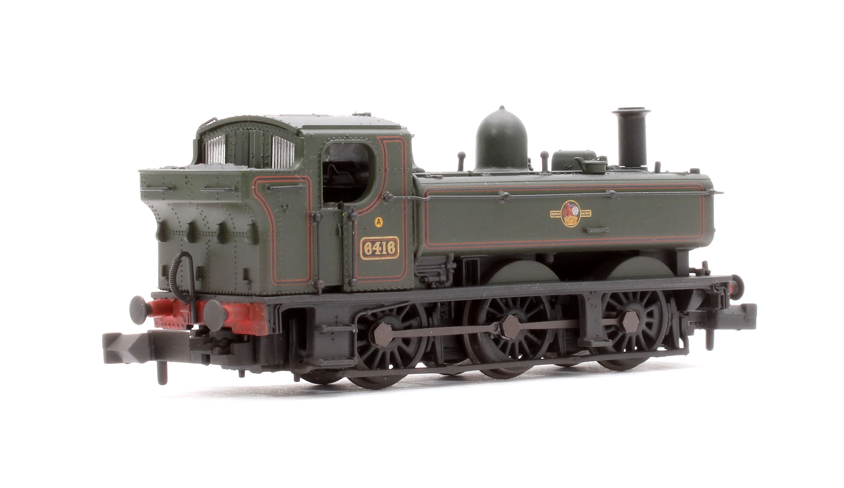 371-987B GWR 64XX Pannier Tank 6416 BR Lined Green (Late Crest) Steam Locomotive - Weathered - Image 3