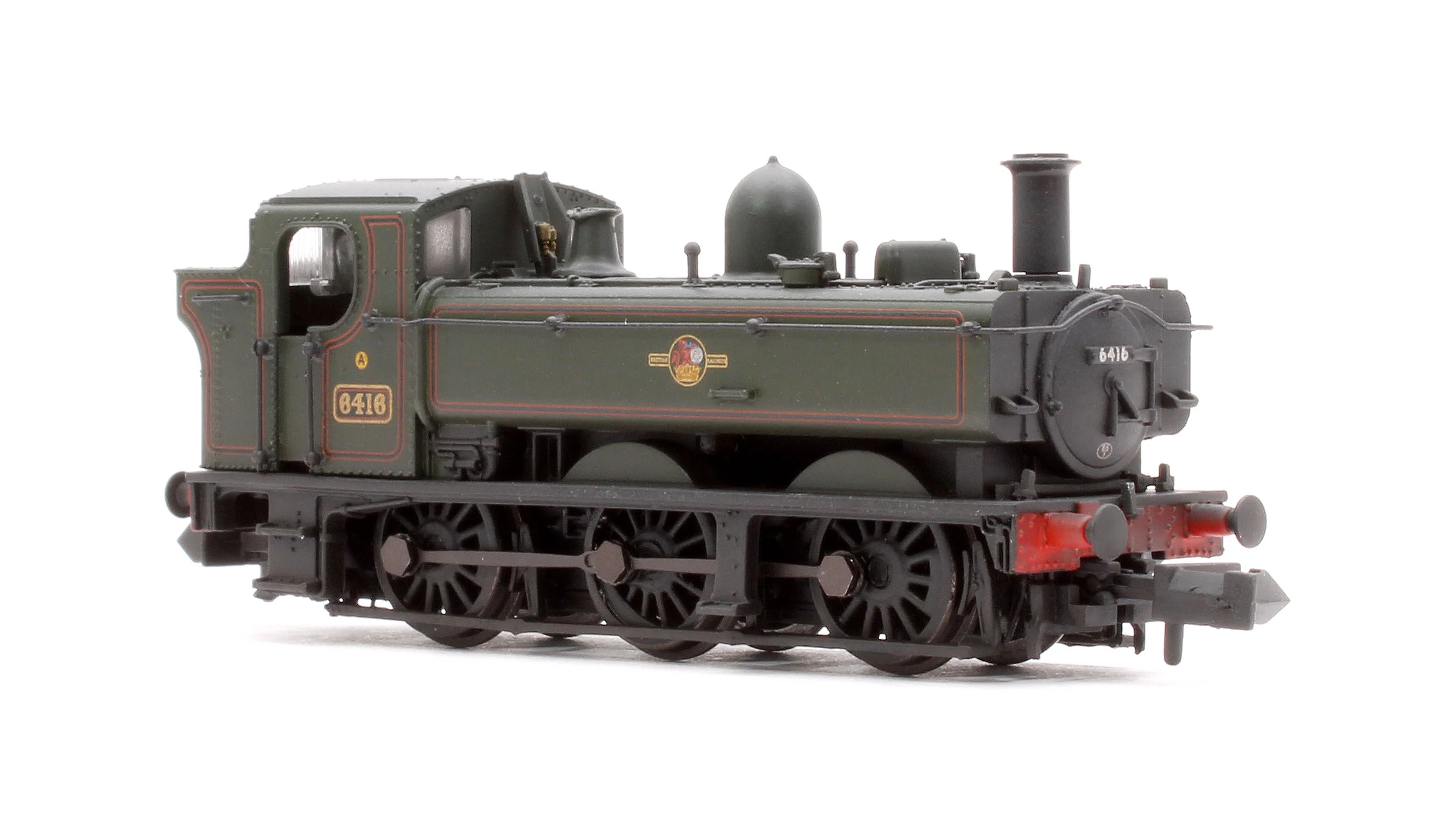 371-987B GWR 64XX Pannier Tank 6416 BR Lined Green (Late Crest) Steam Locomotive - Weathered - Image 4