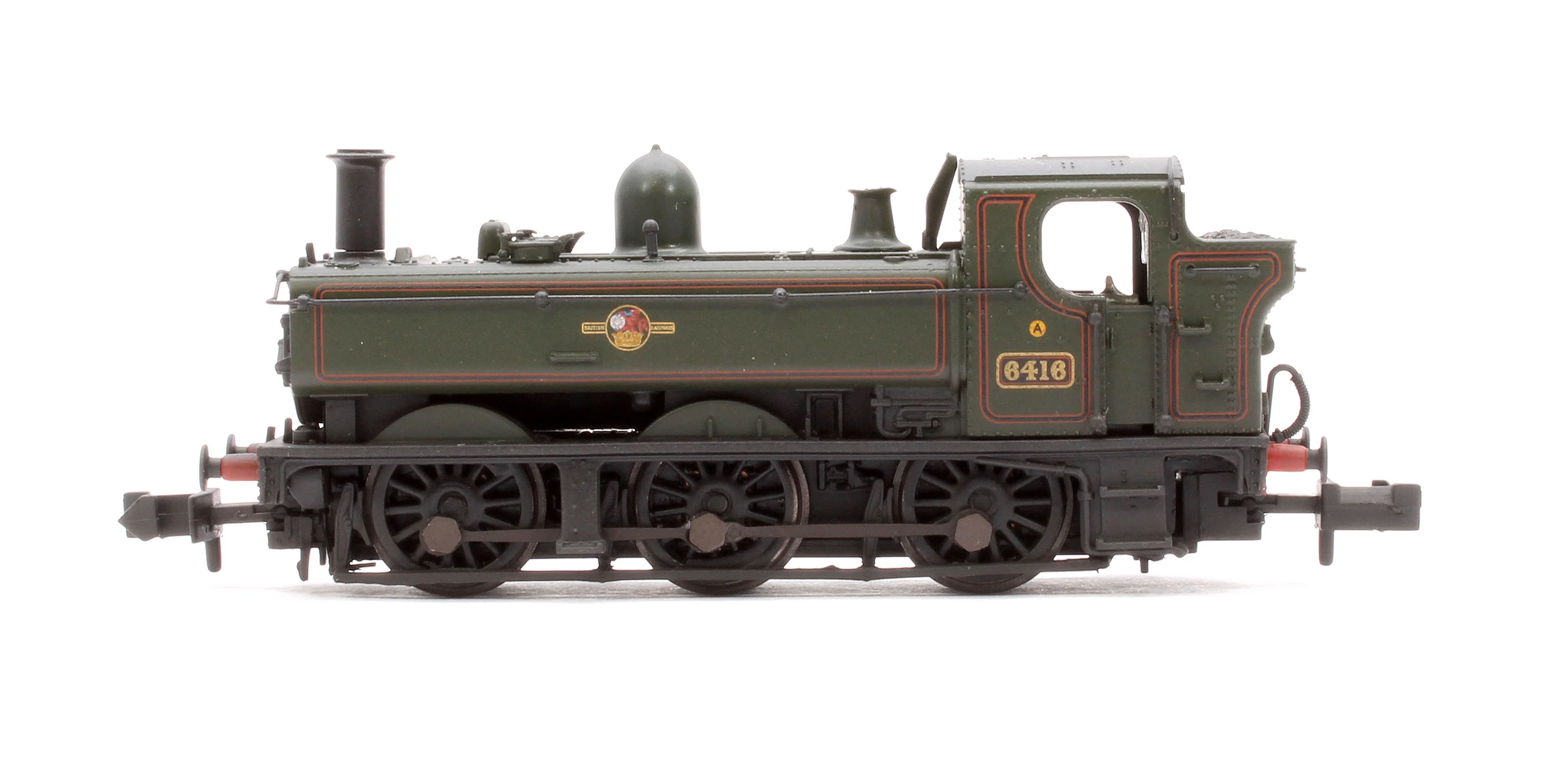 371-987B GWR 64XX Pannier Tank 6416 BR Lined Green (Late Crest) Steam Locomotive - Weathered - Image 5