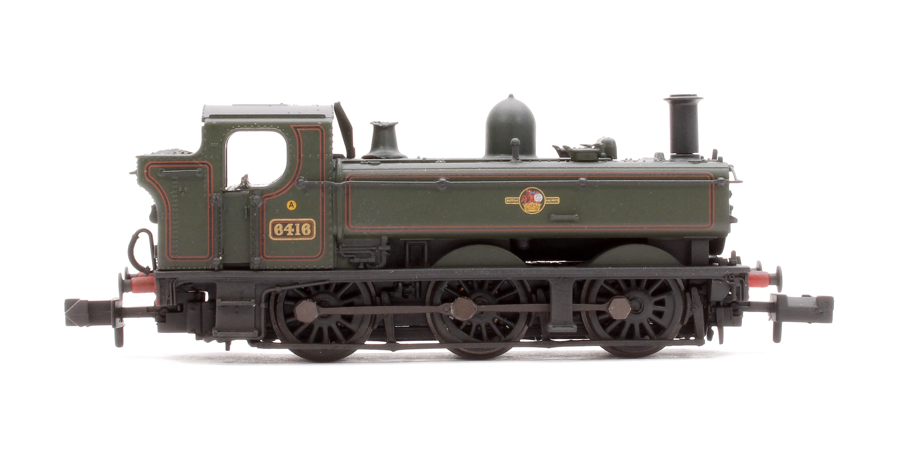 371-987B GWR 64XX Pannier Tank 6416 BR Lined Green (Late Crest) Steam Locomotive - Weathered - Image 6