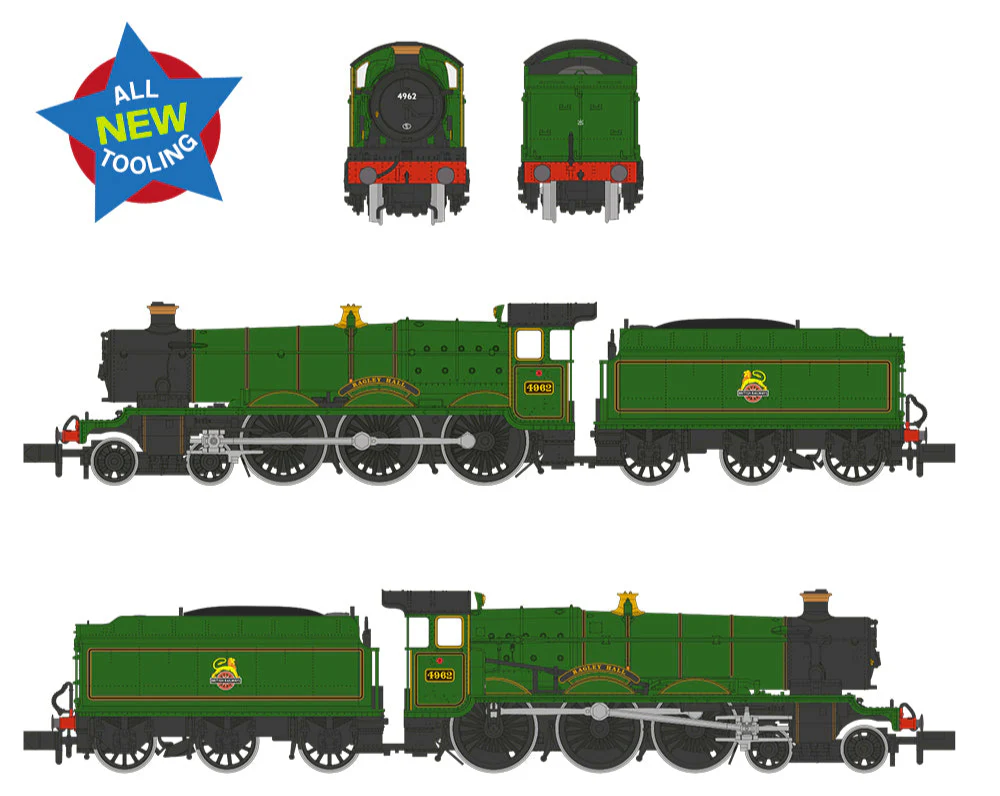 372-010 GWR 49XX 'Hall' 4962 'Ragley Hall' BR Lined Green (Early Emblem) Steam Locomotive - Image 8