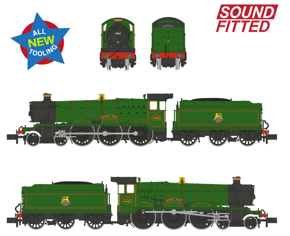 372-010SF GWR 49XX 'Hall' 4962 'Ragley Hall' BR Lined Green (Early Emblem) Steam Locomotive - DCC Sound - Image 8