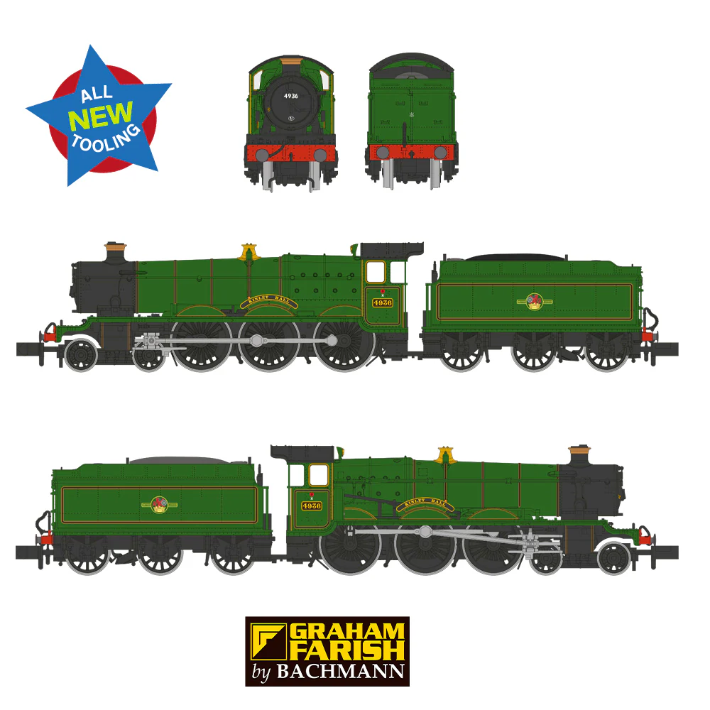 372-011 GWR 49XX 'Hall' 4936 'Kinlet Hall' BR Lined Green (Late Crest) Steam Locomotive - Image 7