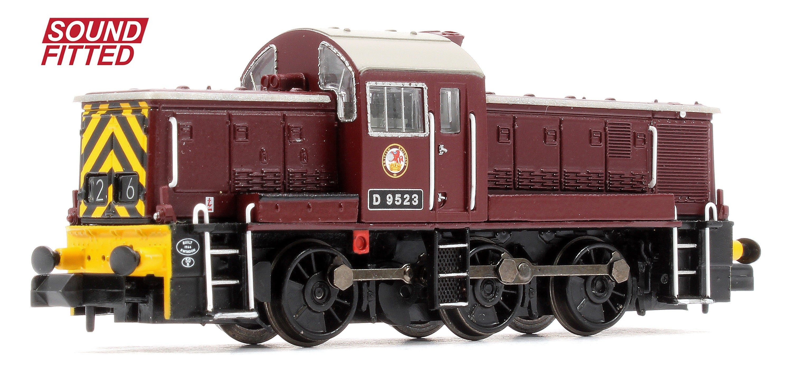 372-955SF Class 14 D9523 BR Maroon (Wasp Stripes) Diesel Locomotive - DCC Sound - Image 3