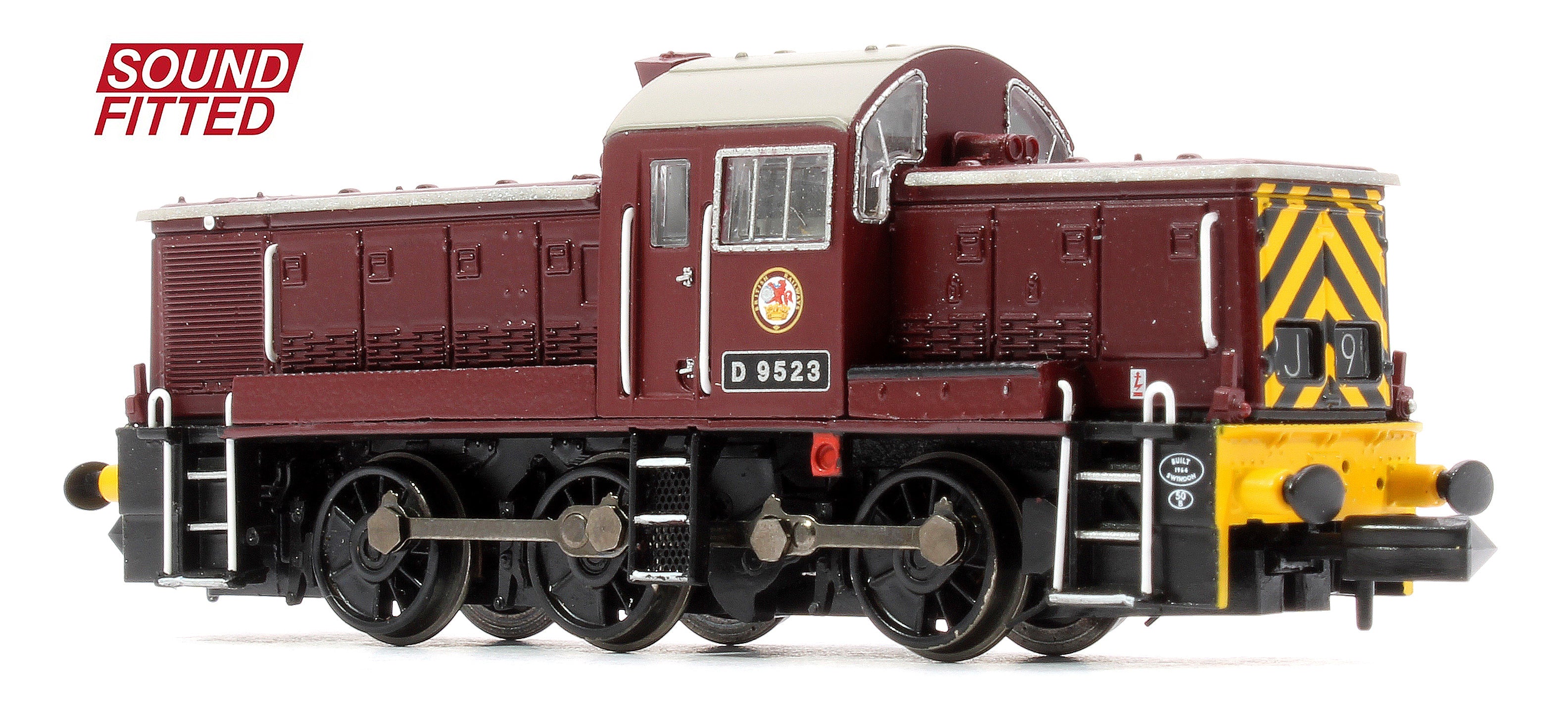 372-955SF Class 14 D9523 BR Maroon (Wasp Stripes) Diesel Locomotive - DCC Sound - Image 4