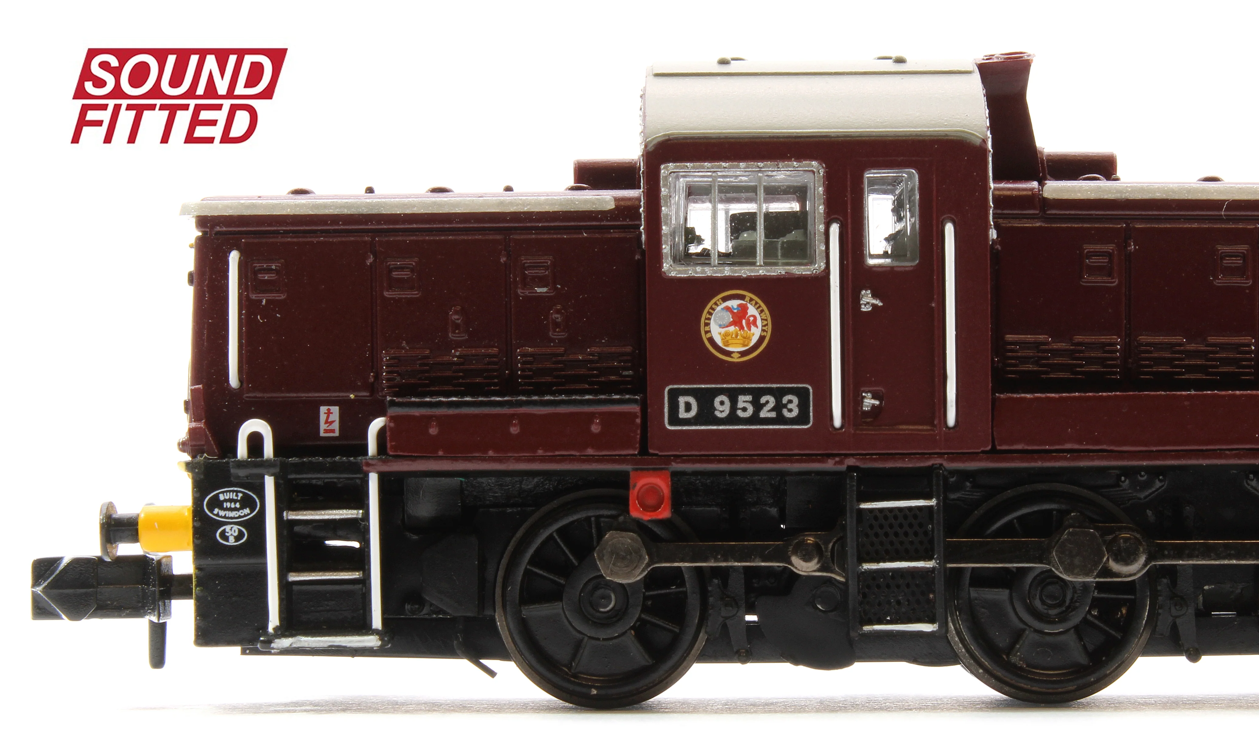 372-955SF Class 14 D9523 BR Maroon (Wasp Stripes) Diesel Locomotive - DCC Sound - Image 6
