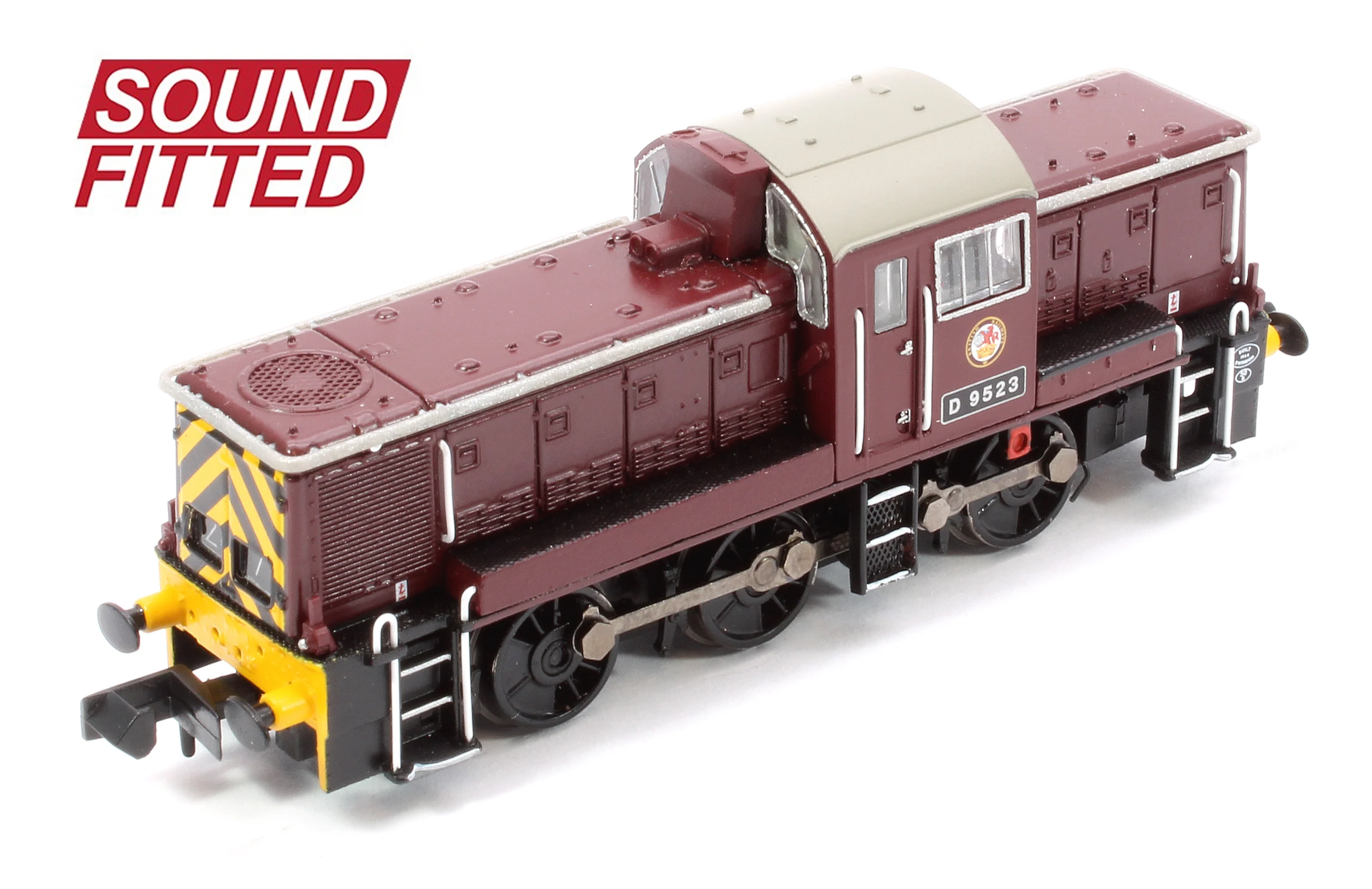 372-955SF Class 14 D9523 BR Maroon (Wasp Stripes) Diesel Locomotive - DCC Sound - Image 8