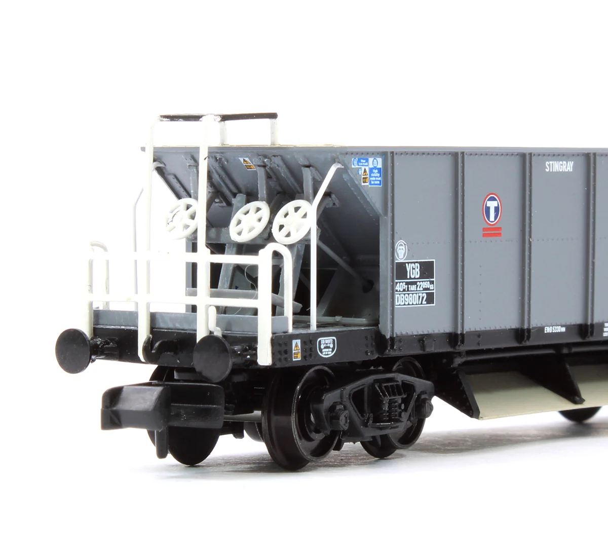 377-006 BR YGB 'Stingray' Bogie Hopper Wagon Transrail Grey No. DB980172 - Image 4