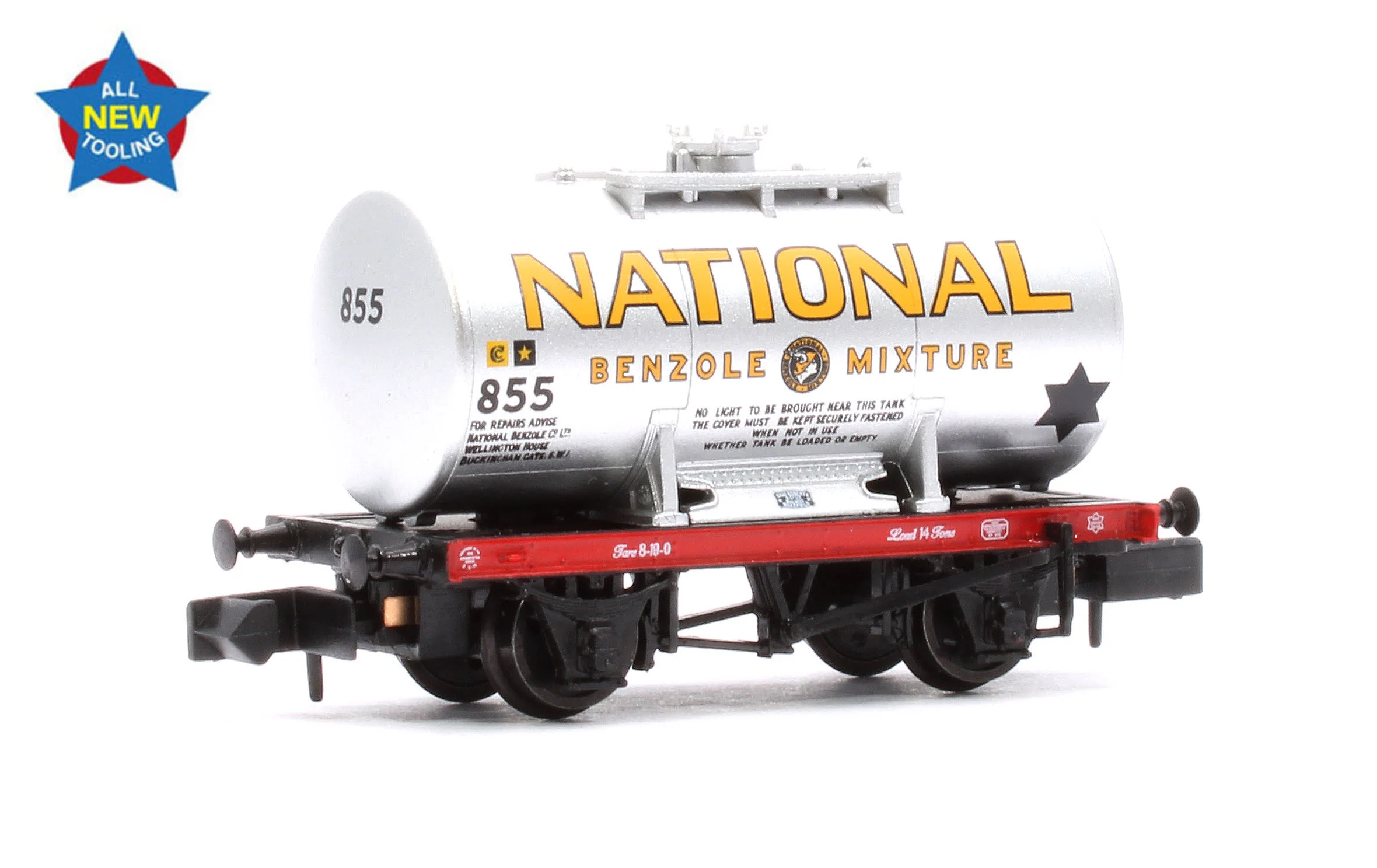378-002 14T Anchor-Mounted Tank Wagon 'National Benzole' Silver No. 855