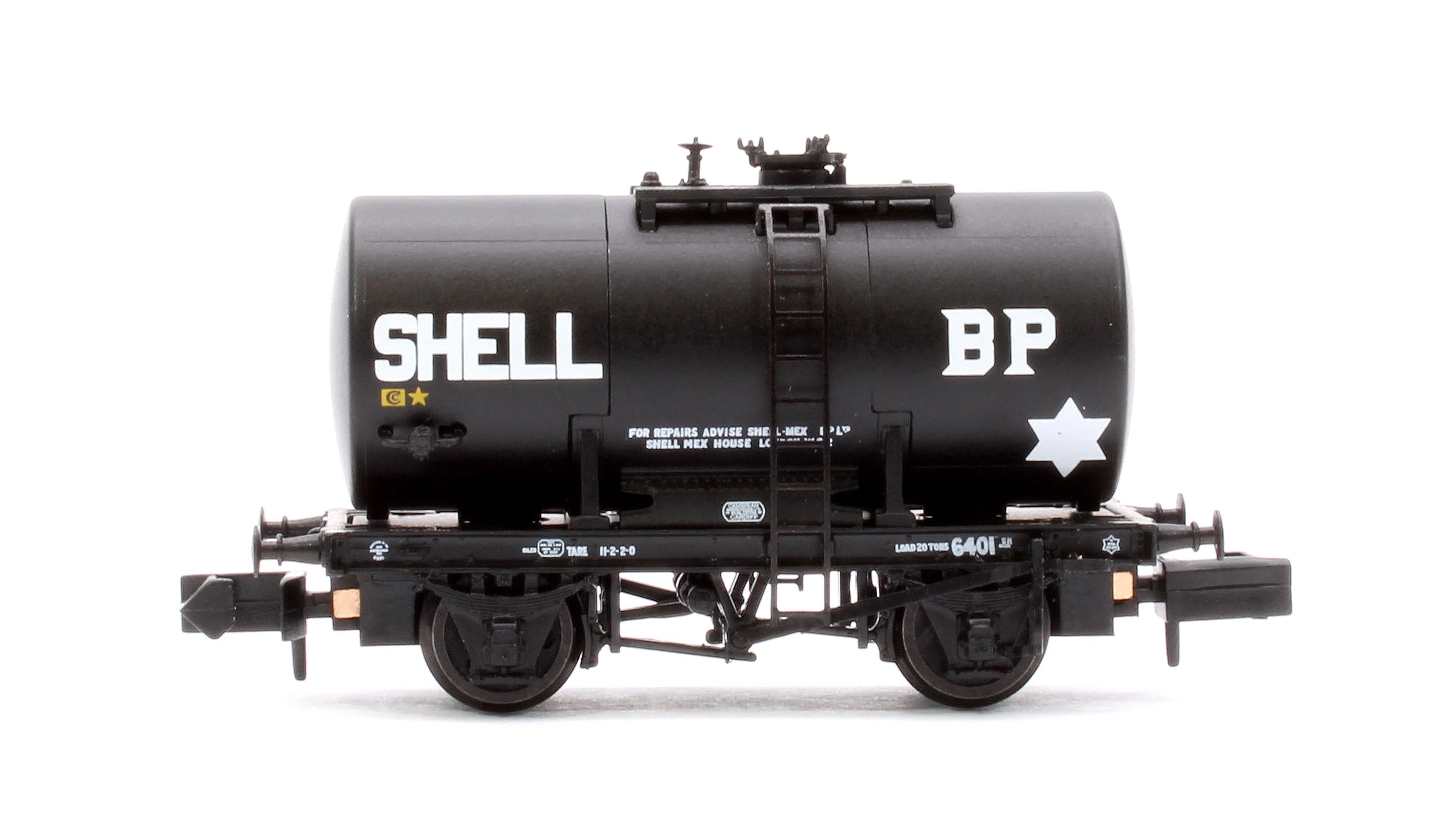 378-004 20T Anchor-Mounted Tank Wagon 'Shell/BP' Black No. 6401 - Image 2