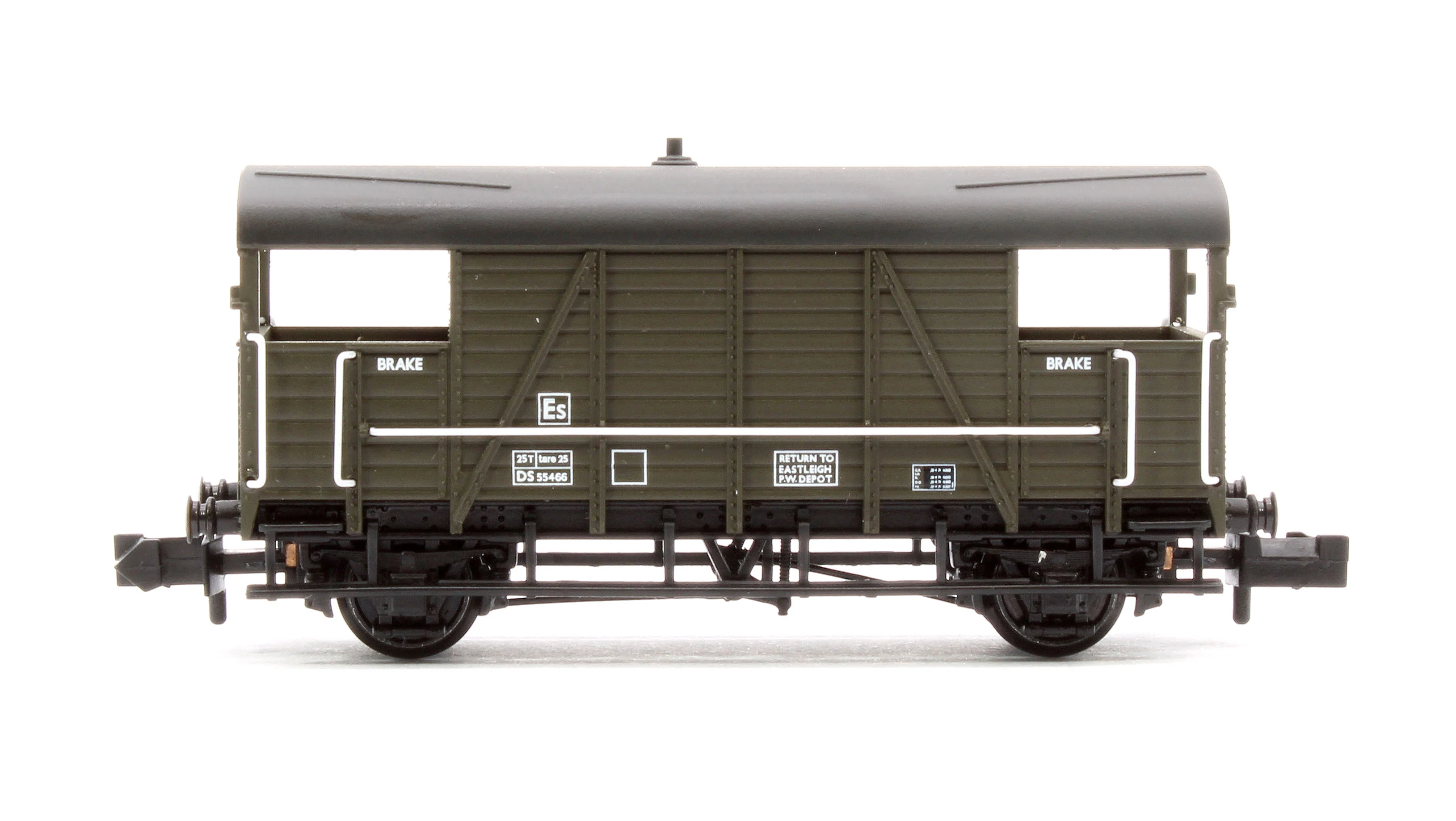 378-028 SE&CR 25T 'Dance Hall' Brake Van BR Departmental Olive Green No.DS55466 - Image 2