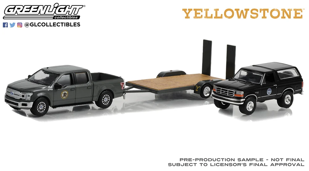 GL31150-C Yellowstone (2018-TV Series) 2018 Ford F-150 w/ Ford Bronco on Flatbed - Image 2