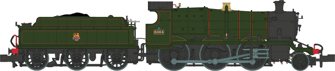 2S-043-005D GWR Churchward Built 63xx 2-6-0 Mogul 6364 BR Green, Early Crest - DCC Fitted