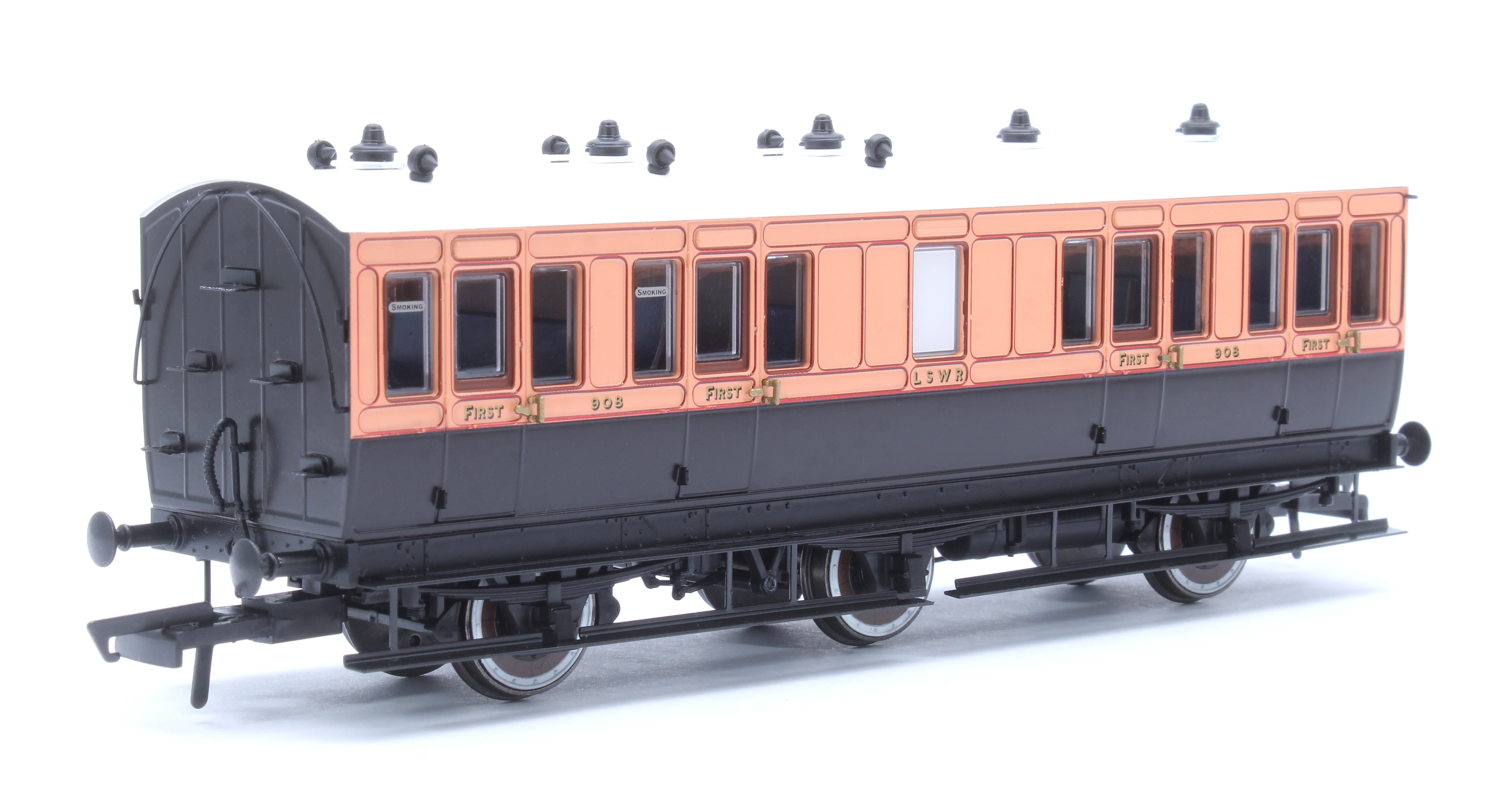 H4-46Pack-1301 Hattons Originals Genesis Pack of 4 coaches (4BT, 6FL, 4T, 6BT) in LSWR Salmon and Brown - Image 4