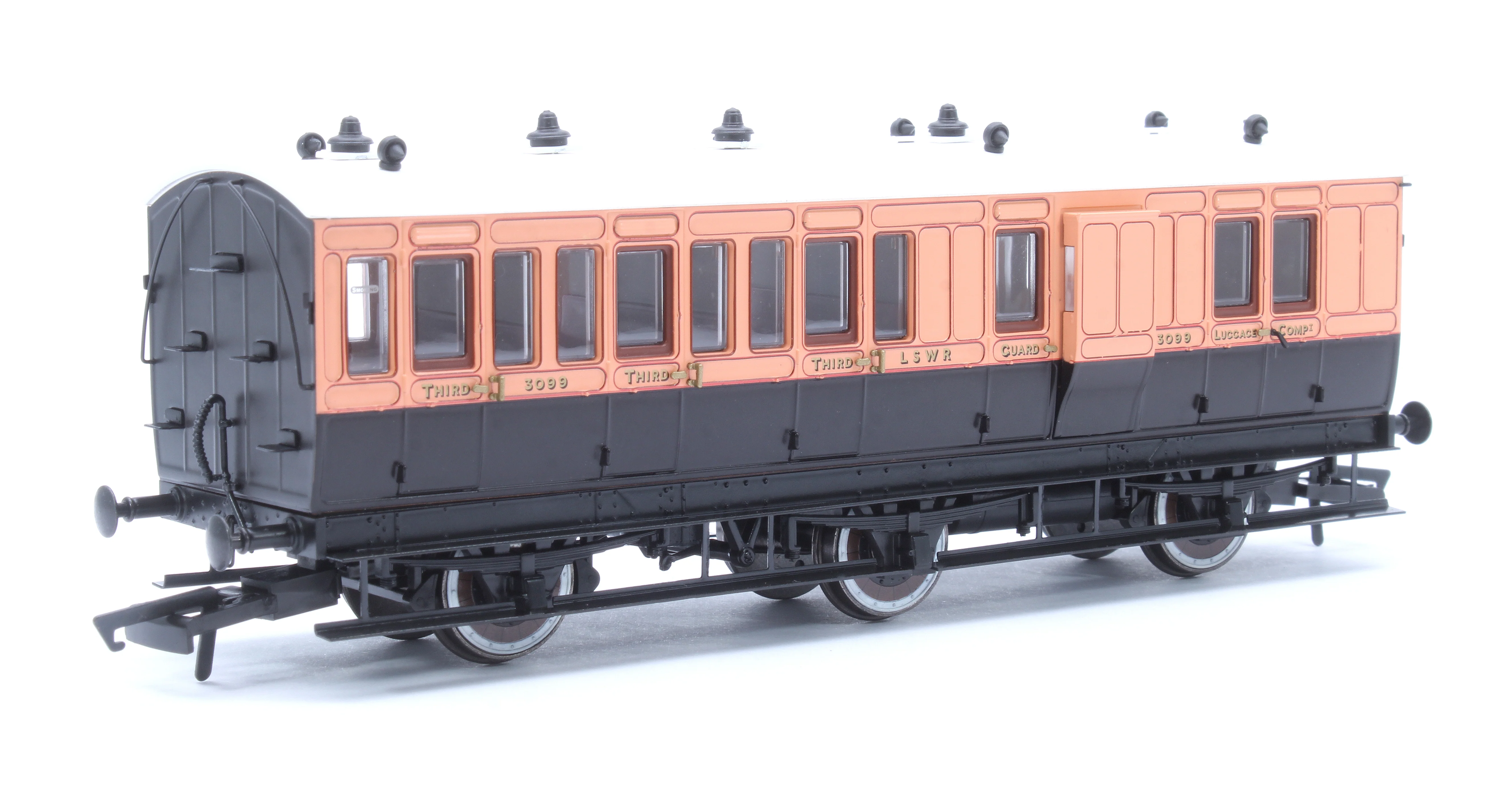H4-46Pack-1301 Hattons Originals Genesis Pack of 4 coaches (4BT, 6FL, 4T, 6BT) in LSWR Salmon and Brown - Image 8