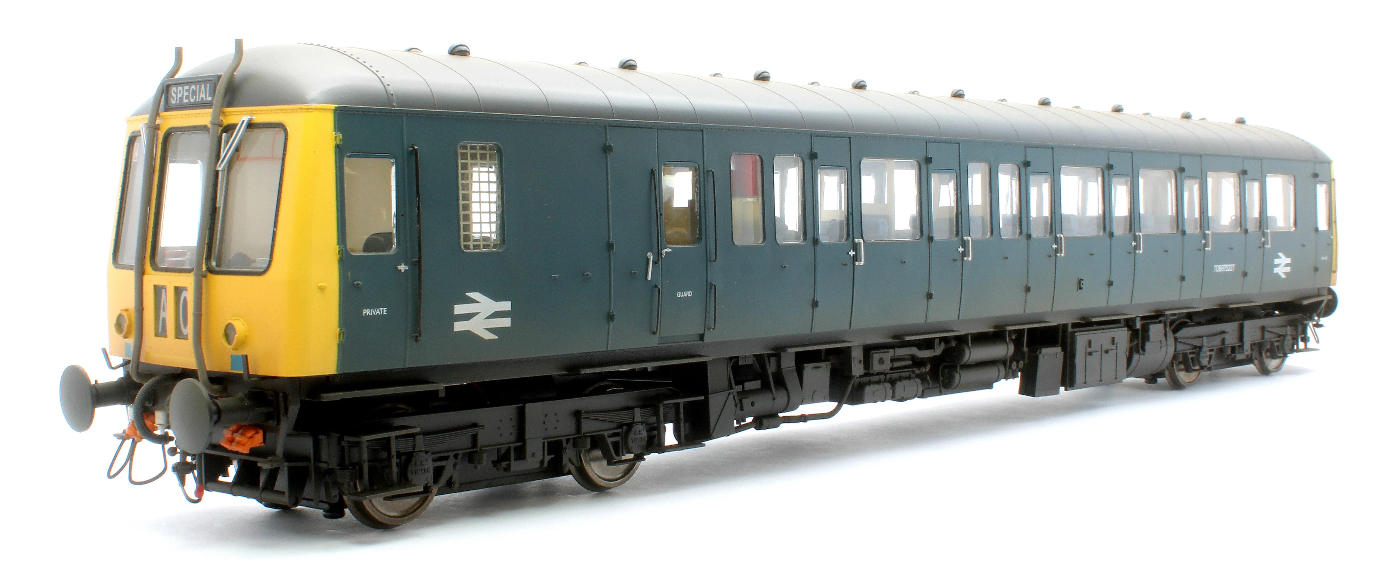 1227 Class 122 BR Blue (Yellow Ends) Single Car DMU TDB975227 - Weathered - Image 3