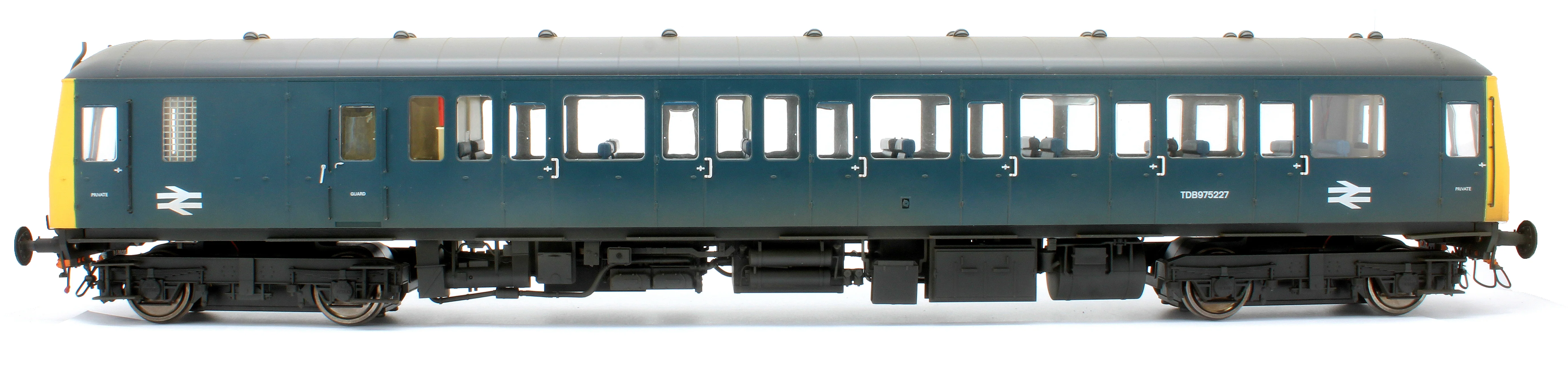 1227 Class 122 BR Blue (Yellow Ends) Single Car DMU TDB975227 - Weathered - Image 6