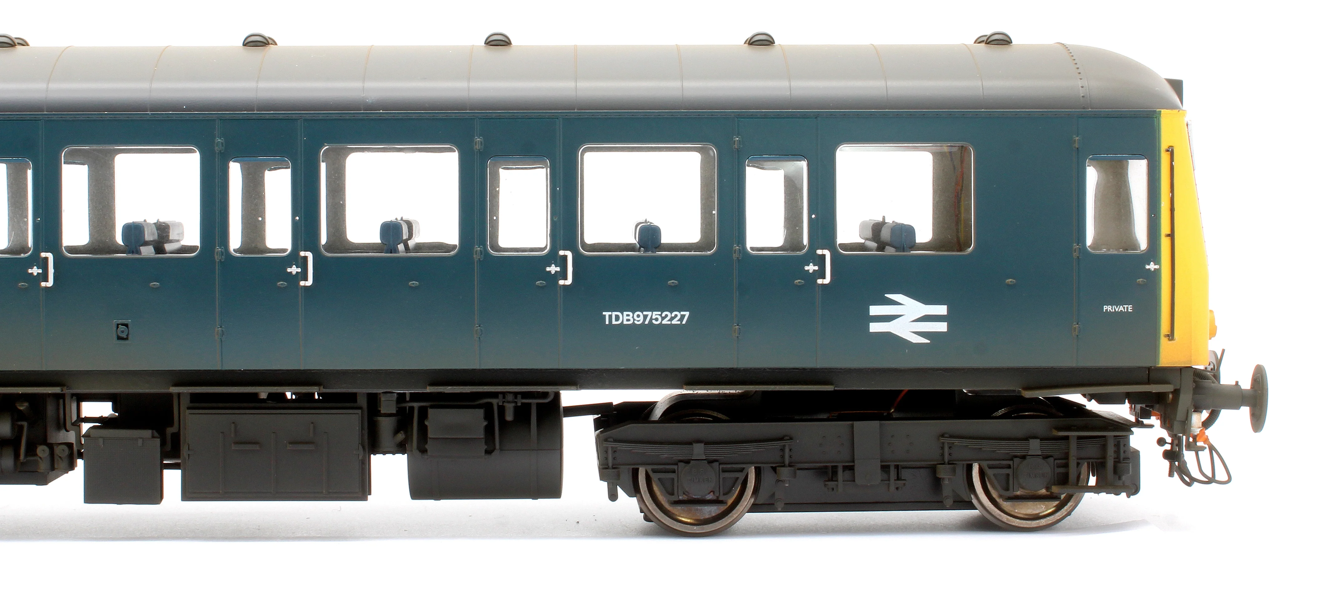 1227 Class 122 BR Blue (Yellow Ends) Single Car DMU TDB975227 - Weathered - Image 8
