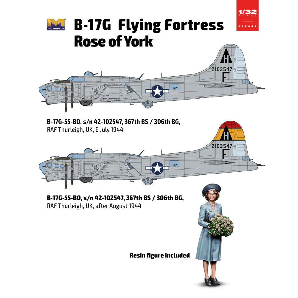 PKHK01E44 B-17G Flying Fortress 'Rose of York' Limited Edition Model Kit - Image 2