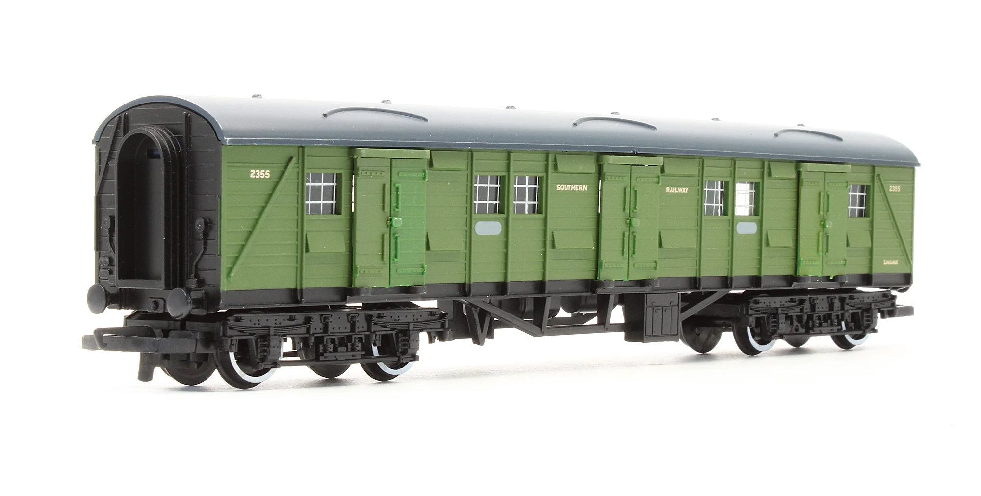 Pre-Owned SR Olive Green Bogie Luggage Van '2355' - Image 2