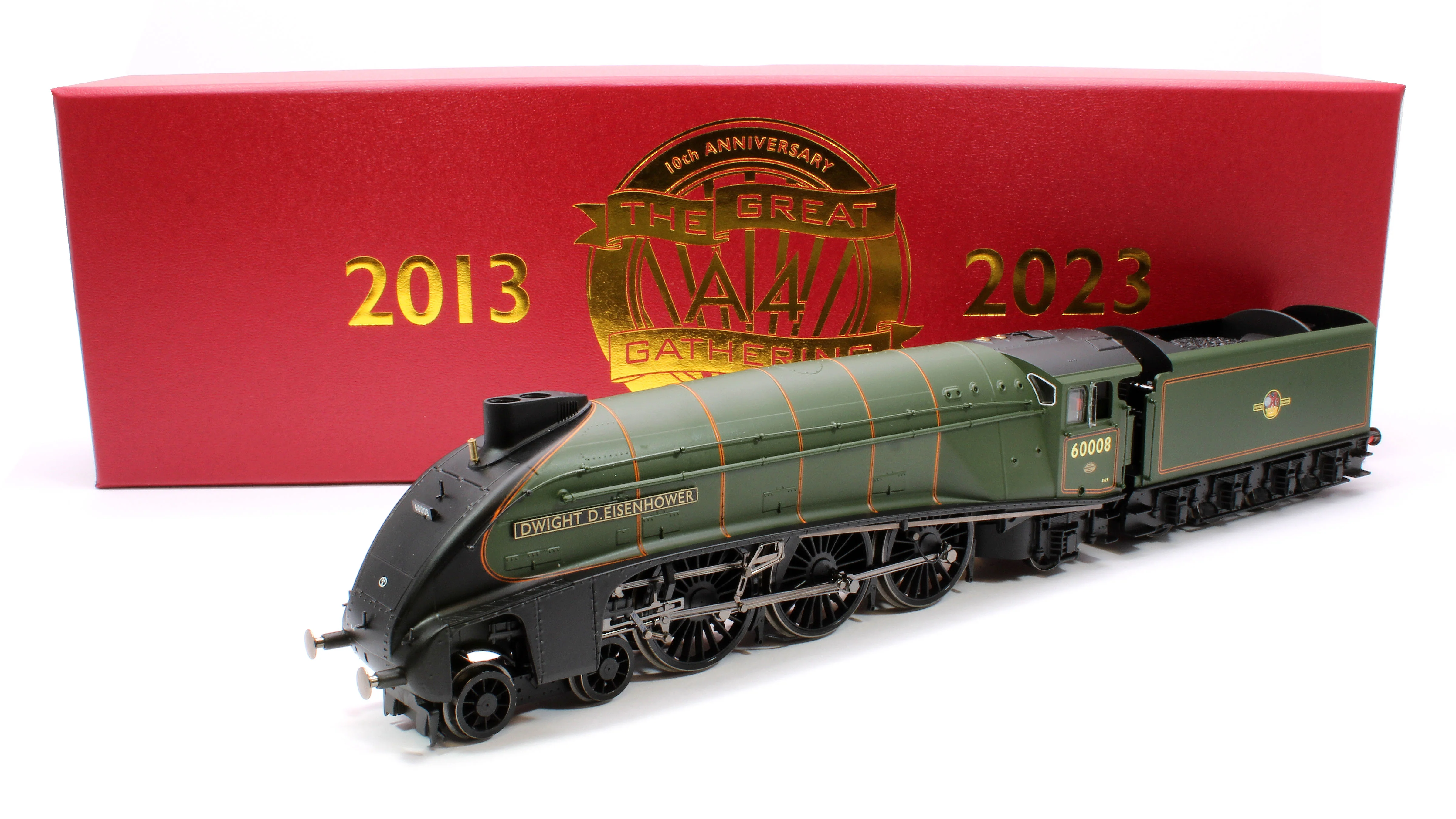 Pre-Owned R30265 Hornby Dublo Class A4 4-6-2 60008 'Dwight D. Eisenhower' Great Gathering 10th Anniversary BR Lined Green Late Crest Limited Edition Steam locomotive - DCC Sound
