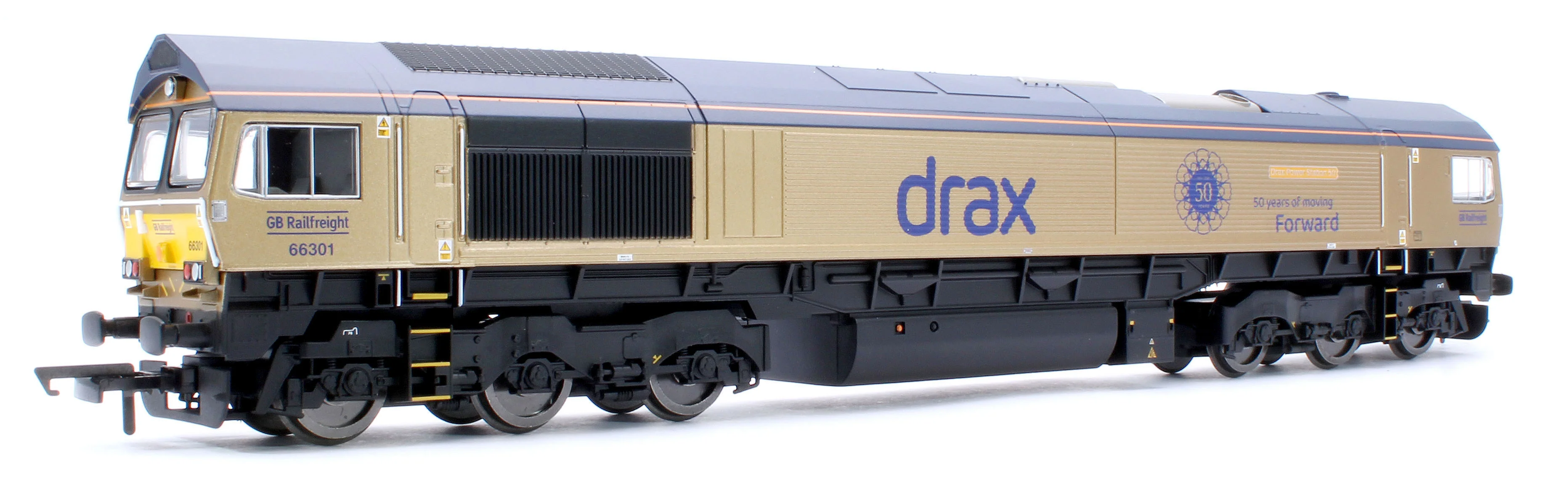 R30461 RailRoad GB Railfreight Class 66 Co-Co Drax 50th Anniversary Gold 66301 ‘Drax Power Station 50’ Diesel Locomotive - Image 5