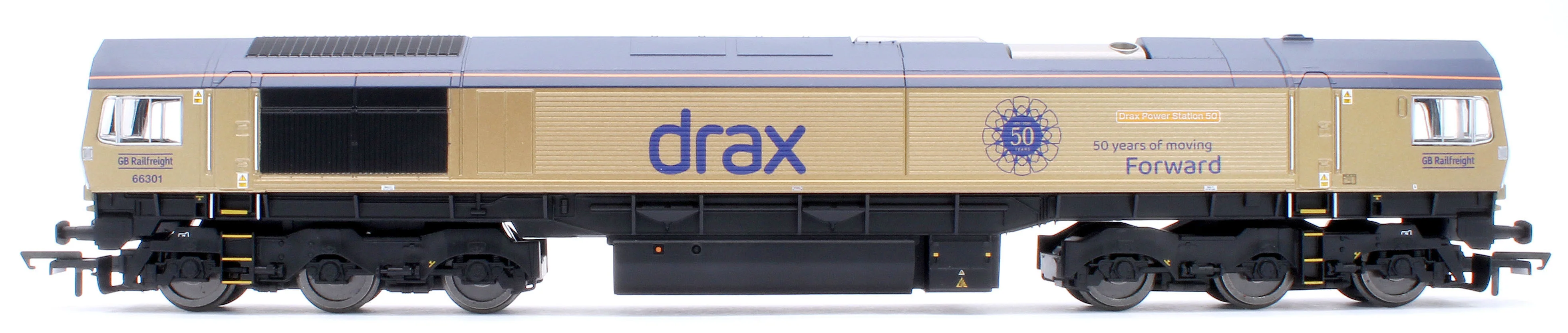 R30461 RailRoad GB Railfreight Class 66 Co-Co Drax 50th Anniversary Gold 66301 ‘Drax Power Station 50’ Diesel Locomotive - Image 6