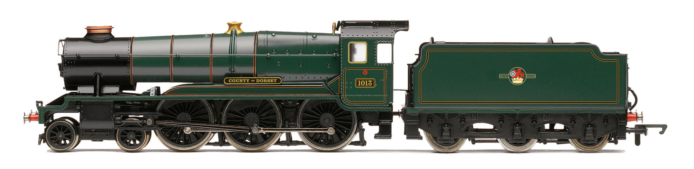 R30521 RailRoad Class 1000 'County' 4-6-0 BR Green Late Crest 1013 'County of Dorset' Steam Locomotive