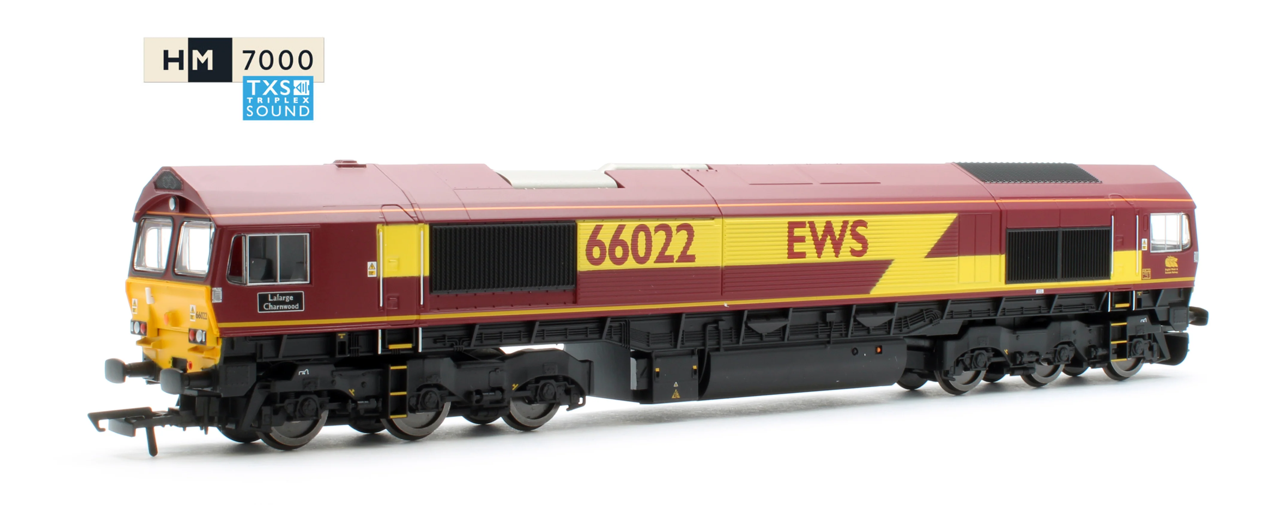 R30532TXS RailRoad Class 66 EWS 66022 'Lafarge Charnwood' Diesel Locomotive - DCC Sound