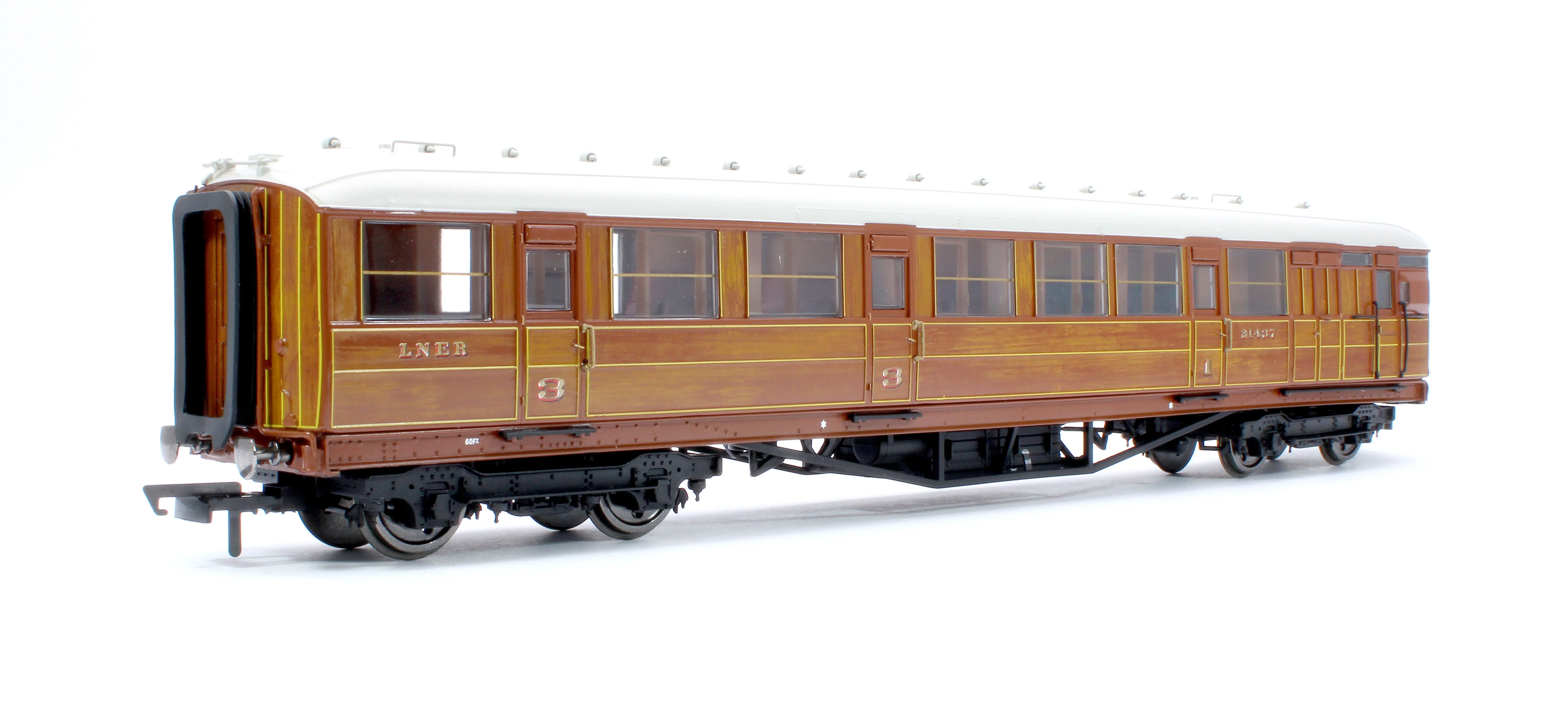 R40454 LNER Gresley Corridor Teak Coaches Brake 3rd No.21437