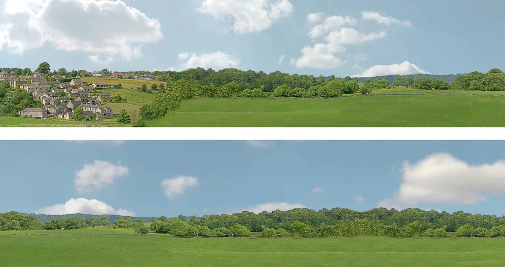 95290 Art Printers Village Long 202C OO Gauge 15" High Backscene