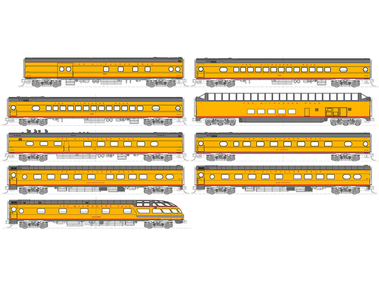 106-089 Milwaukee Road Post-1955 Olympian Hiawatha Coach Set (9)