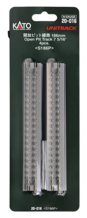 20-016 Unitrack (S186P) Straight Open Pit Track 186mm 4pcs - Image 3