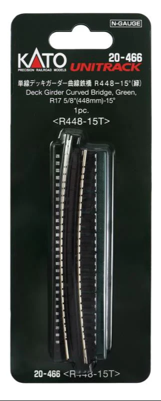 20-466 Unitrack (R448-15T) Curved Girder Bridge Green 15 Degree - Image 4