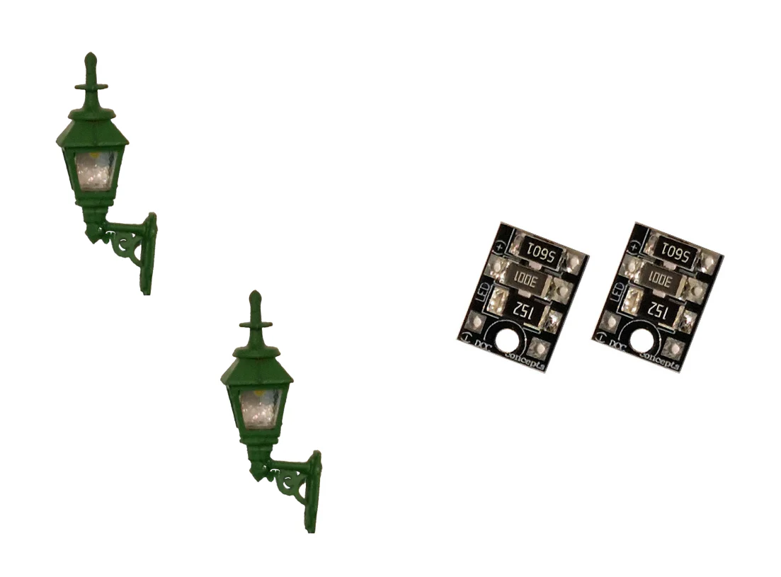 LML-GWGR 4mm Scale Gas Wall Lamps – Green (2 pack)
