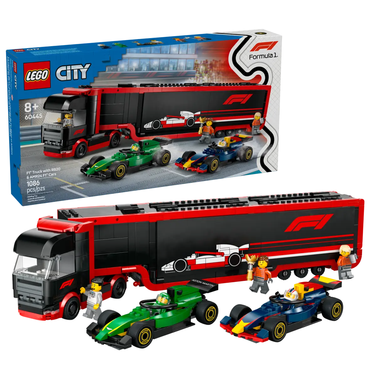 60445 Lego City F1® Truck with RB20 & AMR24 F1® Cars - 60445