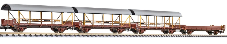 L260127 4 Unit Set, Car Transporter BLS, 1 without and 3 with roof, brown