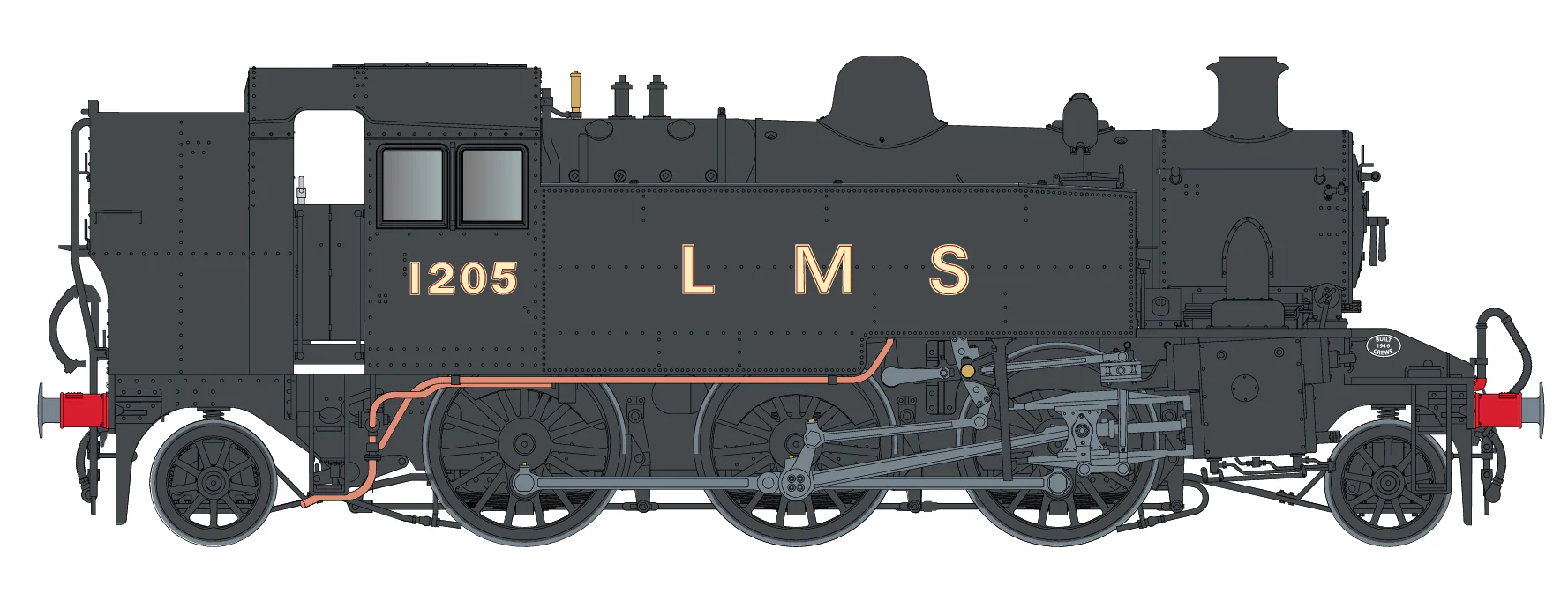 LHT-S-041-001 Ivatt Class 2 2-6-2T 1205 LMS Plain Black Steam Locomotive - Image 3