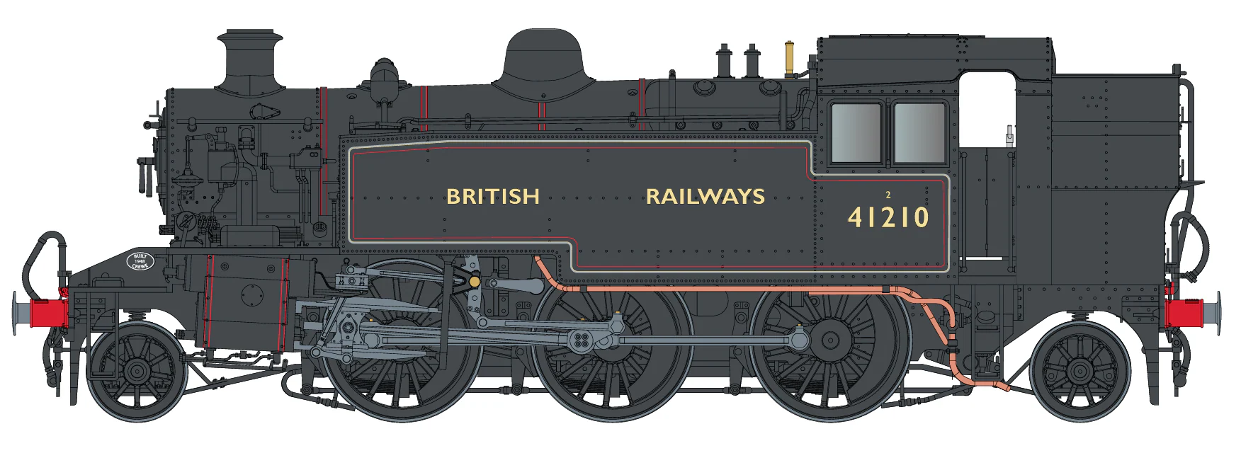 LHT-S-041-002 Ivatt Class 2 2-6-2T 41210 British Railways Lined Black Push Pull Steam Locomotive - Image 2