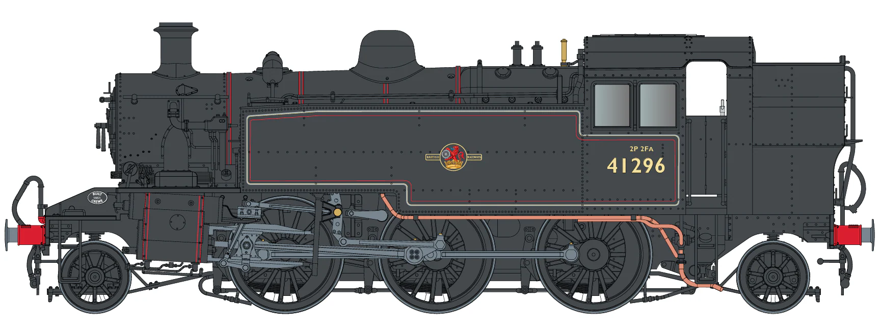 LHT-S-041-005D Ivatt Class 2 2-6-2T 41296 BR Lined Black Late Crest Steam Locomotive - DCC Fitted - Image 2