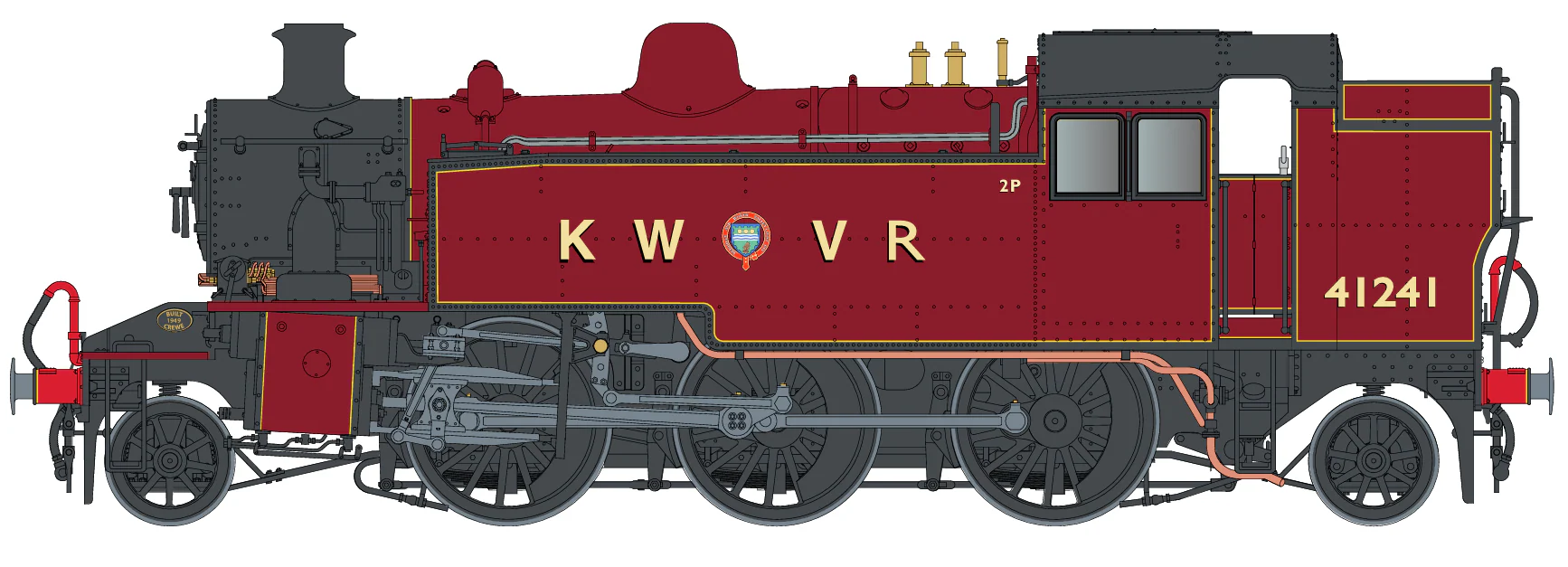 LHT-S-041-008S Ivatt Class 2 2-6-2T 41241 KWVR Crimson (As Preserved) Steam Locomotive - DCC Sound - Image 2