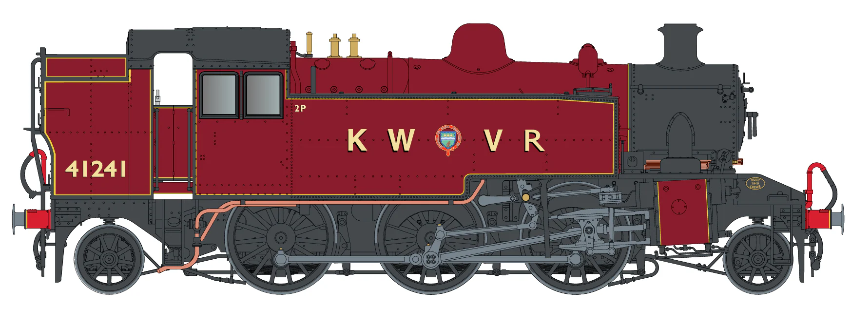 LHT-S-041-008S Ivatt Class 2 2-6-2T 41241 KWVR Crimson (As Preserved) Steam Locomotive - DCC Sound - Image 3
